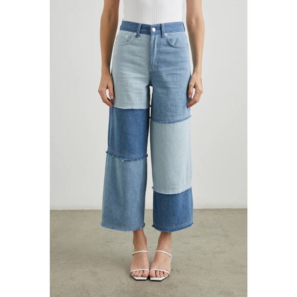 Rails Getty Crop Wide Leg Light Indigo Patchwork 26 NWOT - Picture 2 of 8
